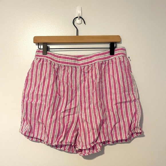 Universal Thread Pants - Universal Thread Pink and White Striped Linen Blend Coastal Grandma Shorts